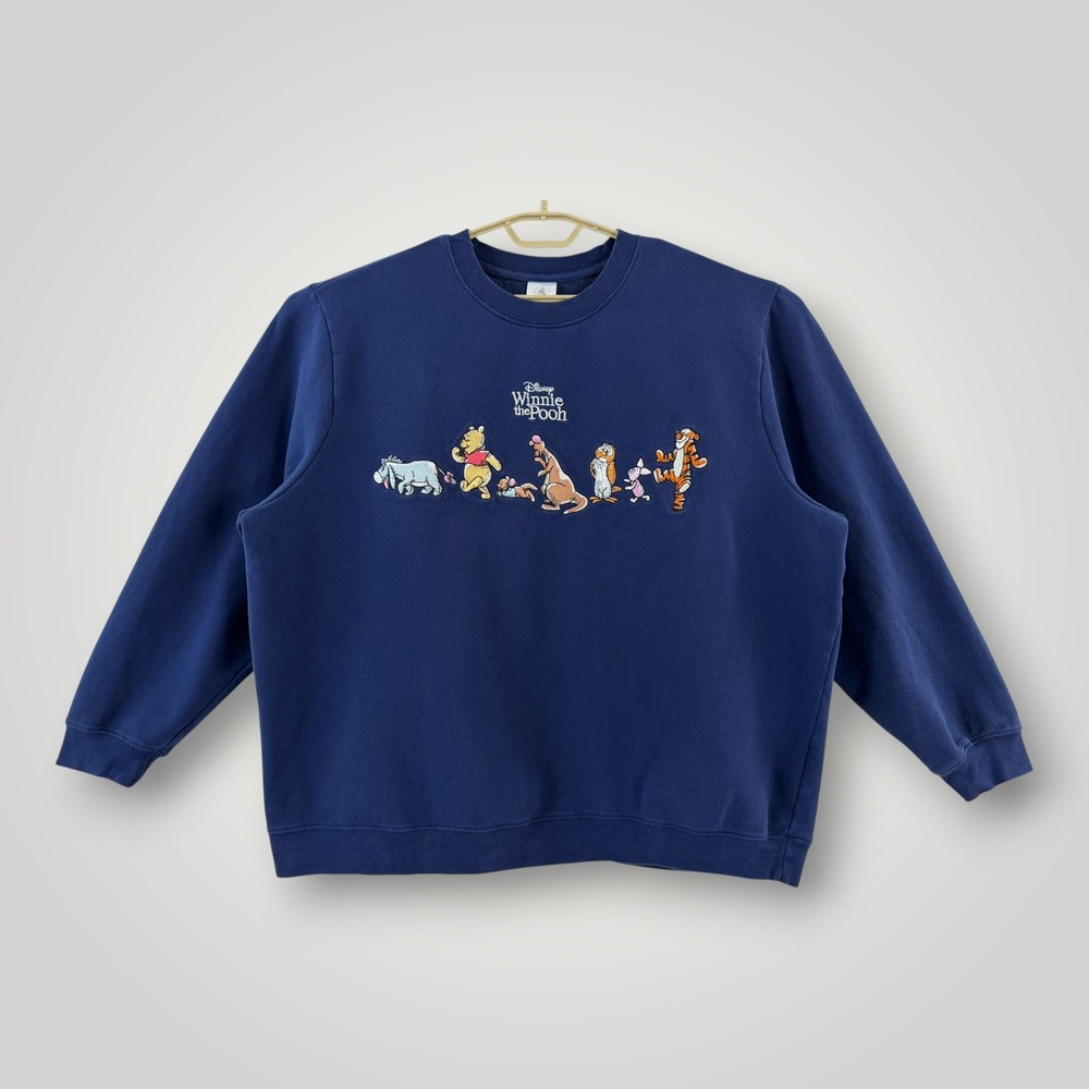 Disney Winnie the Pooh Embroidered Navy Blue Sweatshirt XXL Eeyore Tigger Piglet